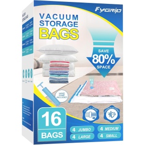FYGRIP 16 Pack Vacuum Storage Bags with Hand Pump